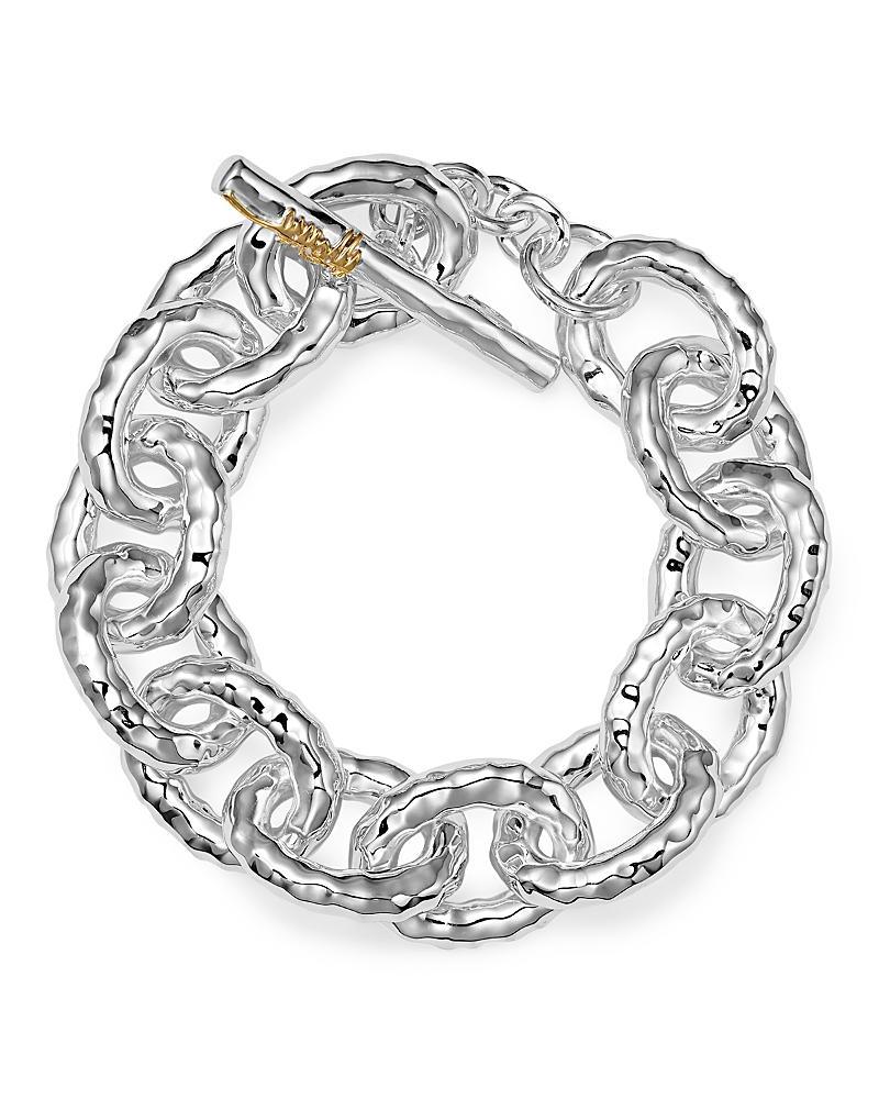 Jumbo Hammered Bastille Link Bracelet in Sterling Silver Product Image
