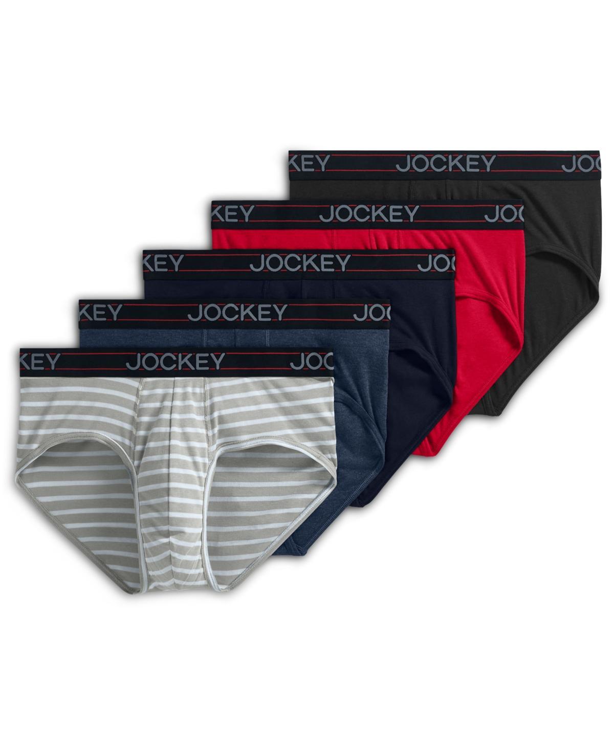 Men's Jockey® 5-Pack Cotton Blend Brief, Size: Large, Blue Red Product Image