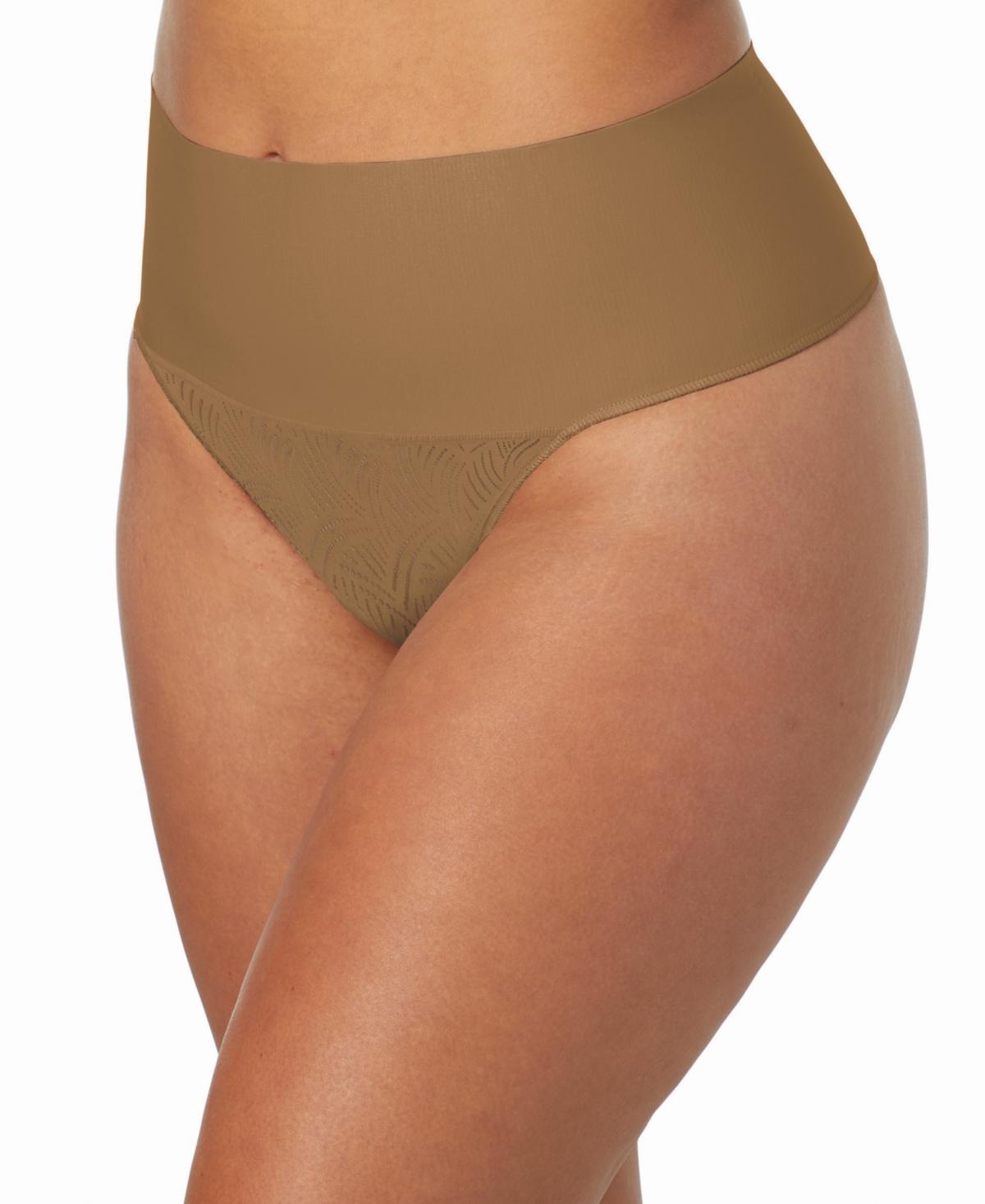 Maidenform Firm Control Shapewear Tame Your Tummy Lace Thong Panty 0049, Women's, Size: Medium, Nude Transparent Lace Product Image