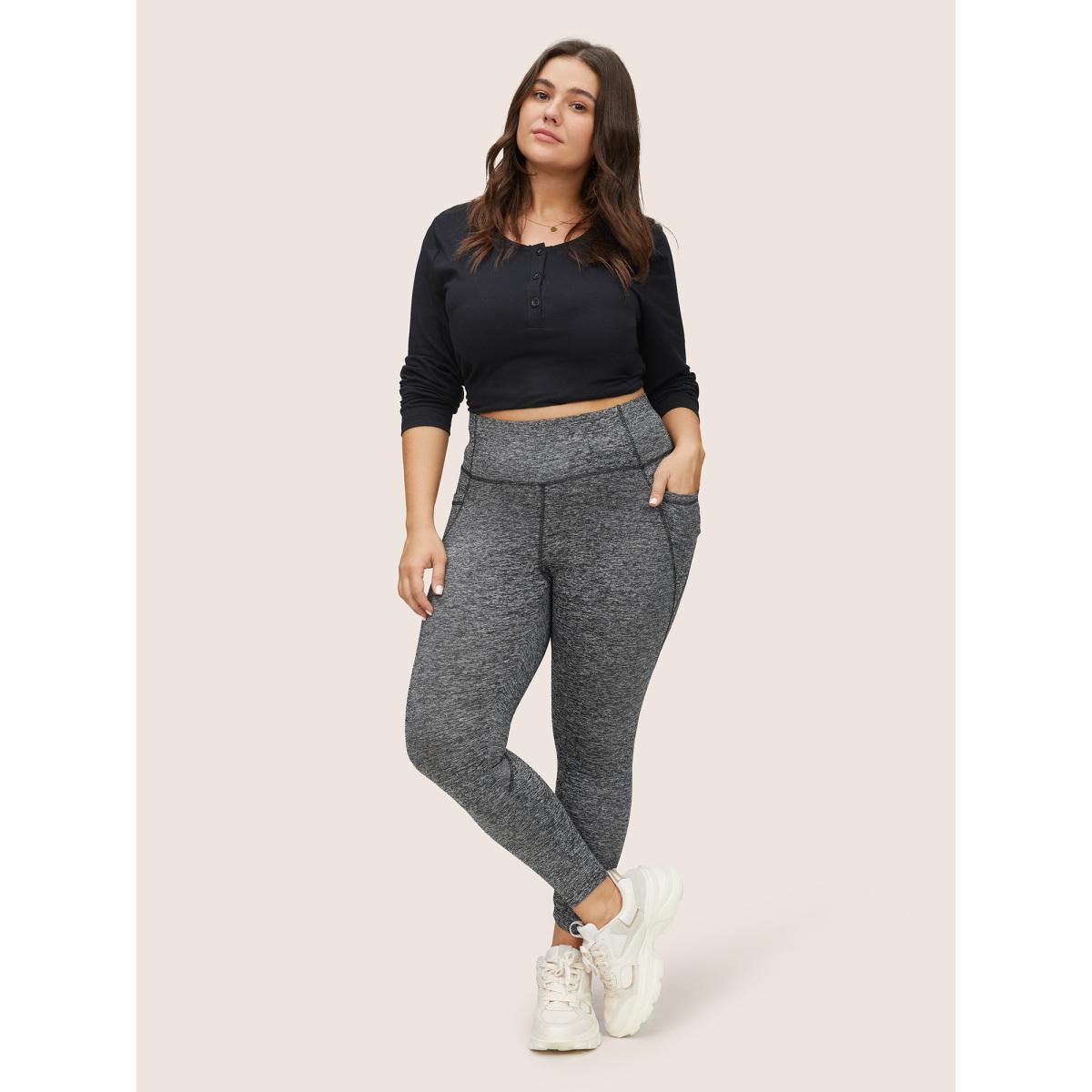 Plus Size Heather High Waist Pocket Skinny Leggings Women DimGray Casual High stretch Skinny High Rise Everyday Leggings BloomChic 10/M Product Image