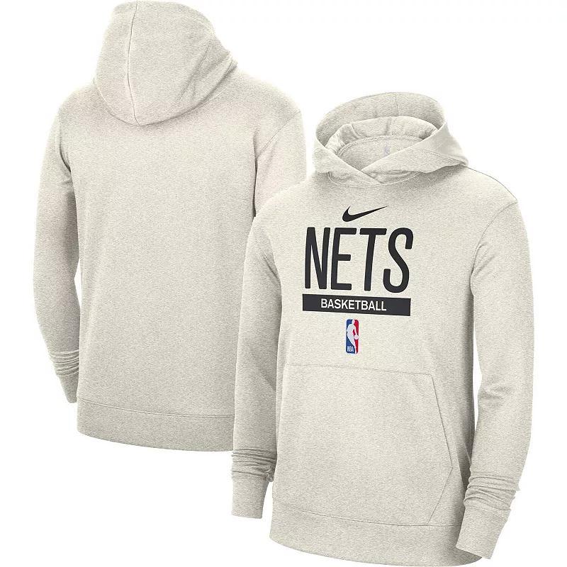 Mens Nike Cream Brooklyn Nets 2022/23 Spotlight On-Court Practice Performance Pullover Hoodie Product Image