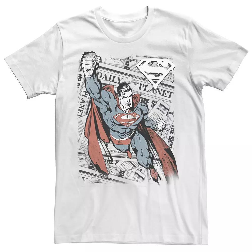 Men's DC Comics Superman Daily Planet Background Poster Graphic Tee, Size: Large, White Product Image