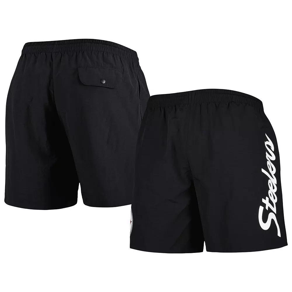 Men's Mitchell & Ness Black Pittsburgh Steelers Team Essentials Nylon Shorts, Size: Small Product Image