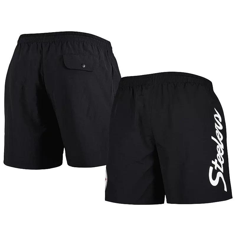 Men's Mitchell & Ness Black Pittsburgh Steelers Team Essentials Nylon Shorts, Size: Small Product Image