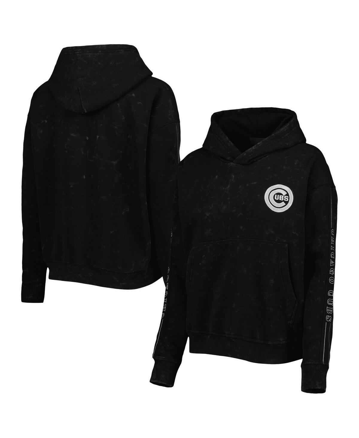 Women's The Wild Collective Black Chicago Cubs Marble Pullover Hoodie, Size: Large Product Image
