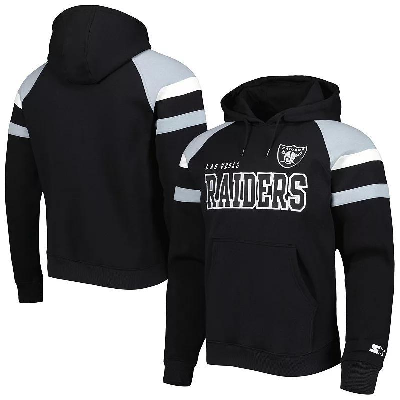 Men's Starter Black Las Vegas Raiders Draft Fleece Raglan Pullover Hoodie, Size: Small, Lvr Black Product Image