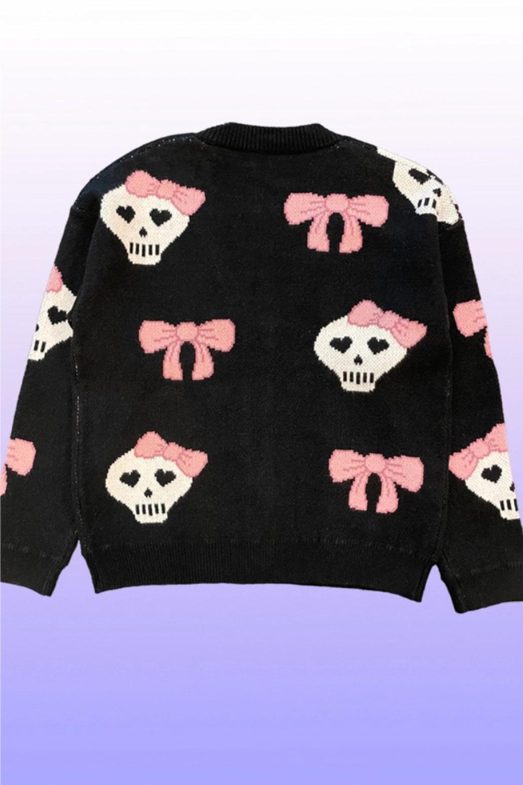 Bow Skull Knit Cardigan Product Image
