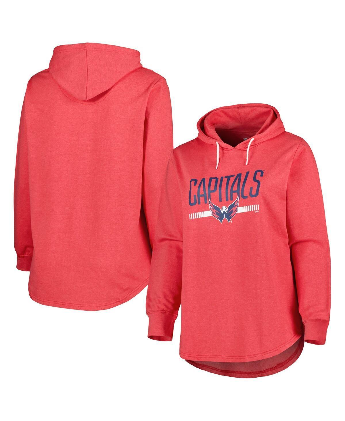Women's Heather Red Washington Capitals Plus Size Fleece Pullover Hoodie, Size: 1XL Product Image
