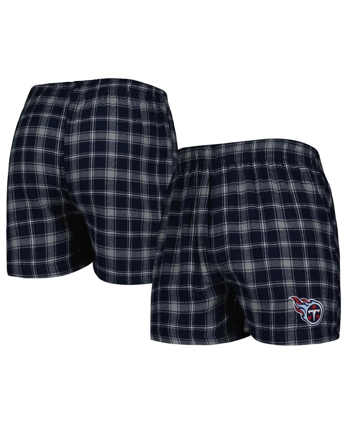 Men's Concepts Sport Navy/Gray Tennessee Titans Ledger Flannel Boxers, Size: 2XL, Blue Product Image