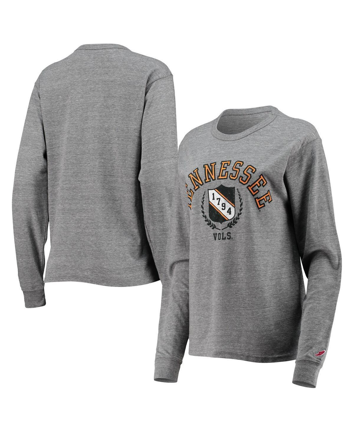 Womens League Collegiate Wear Heathered Gray Tennessee Volunteers Seal Victory Falls Oversized Tri-Blend Long Sleeve T-Shirt Product Image