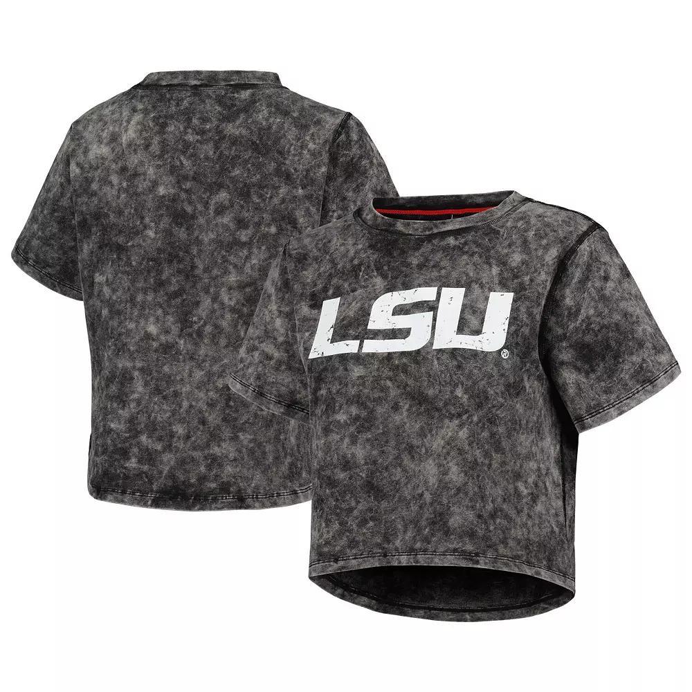 Women's Black LSU Tigers Vintage Wash Milky Silk Cropped T-Shirt, Size: XL Product Image