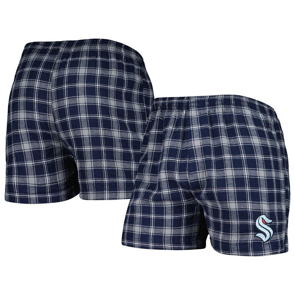 Men's Concepts Sport Deep Sea Blue/Gray Seattle Kraken Ledger Flannel Boxers, Size: Small, Krk Blue Product Image