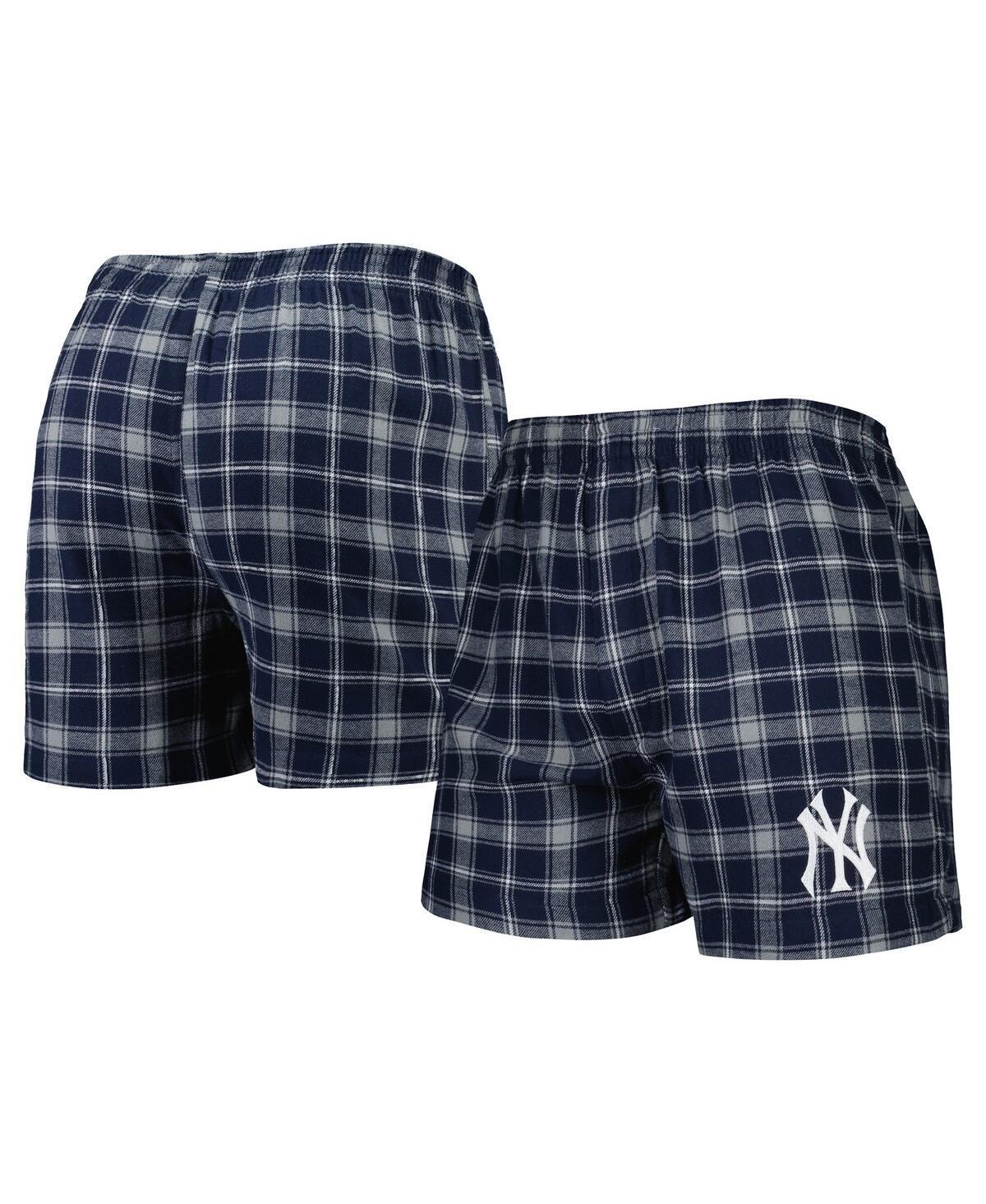 Men's Concepts Sport Navy/Gray New York Yankees Ledger Flannel Boxers, Size: 4XL, Blue Product Image