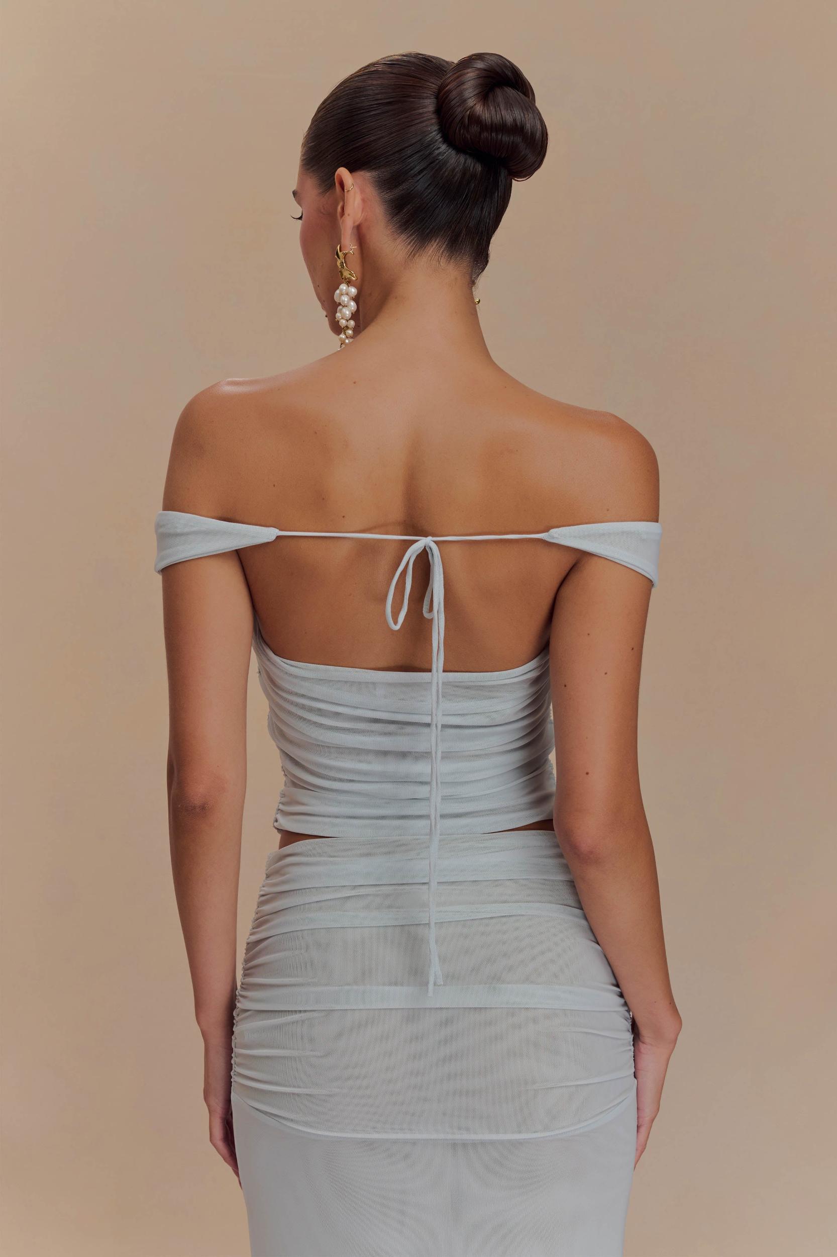 Brooklyn Mesh Crop Top - Pale Blue Product Image