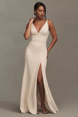 BHLDN Stella Sleeveless V-Neck Stretch Crepe Maxi Dress Product Image