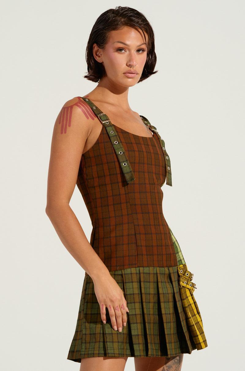 PLAYTIME IS OVER PLAID MINI DRESS Product Image