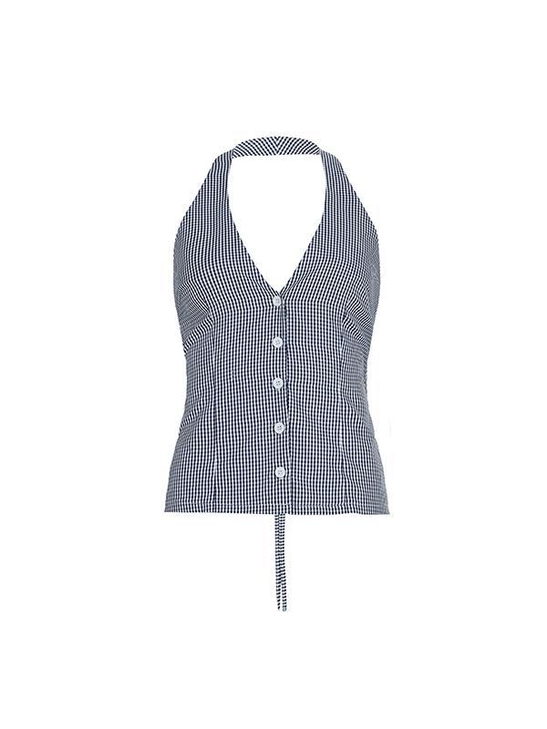 Tie Waist Slimming Halter Vest Product Image