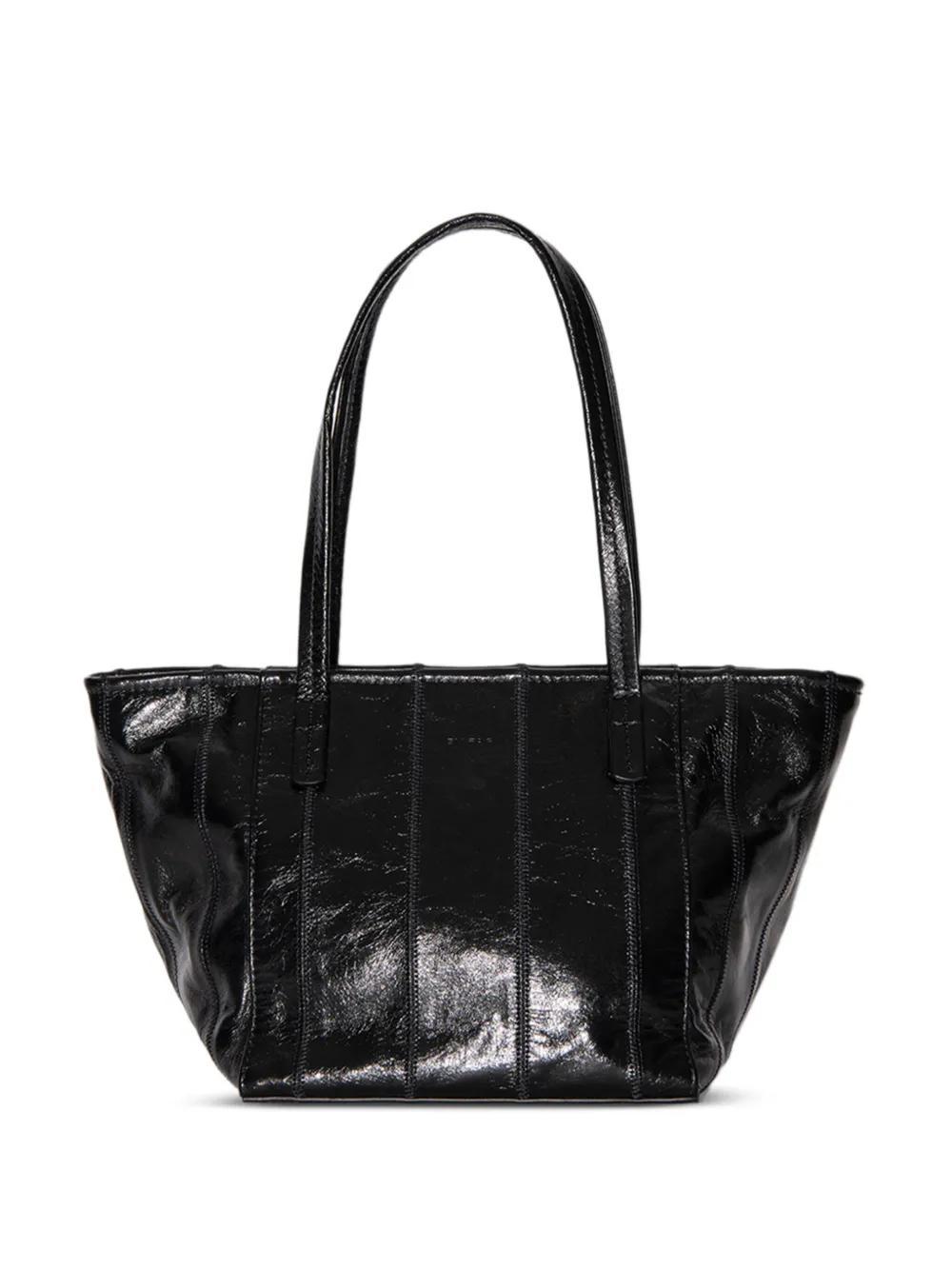 BY FAR Patchwork Creased Leather Shoulder Bag In Schwarz Product Image