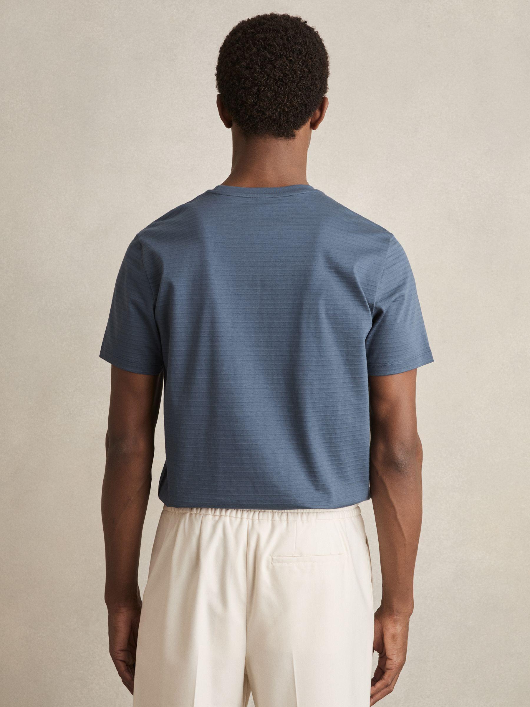 Mercerised-Cotton Ribbed T-Shirt in Airforce Blue Product Image