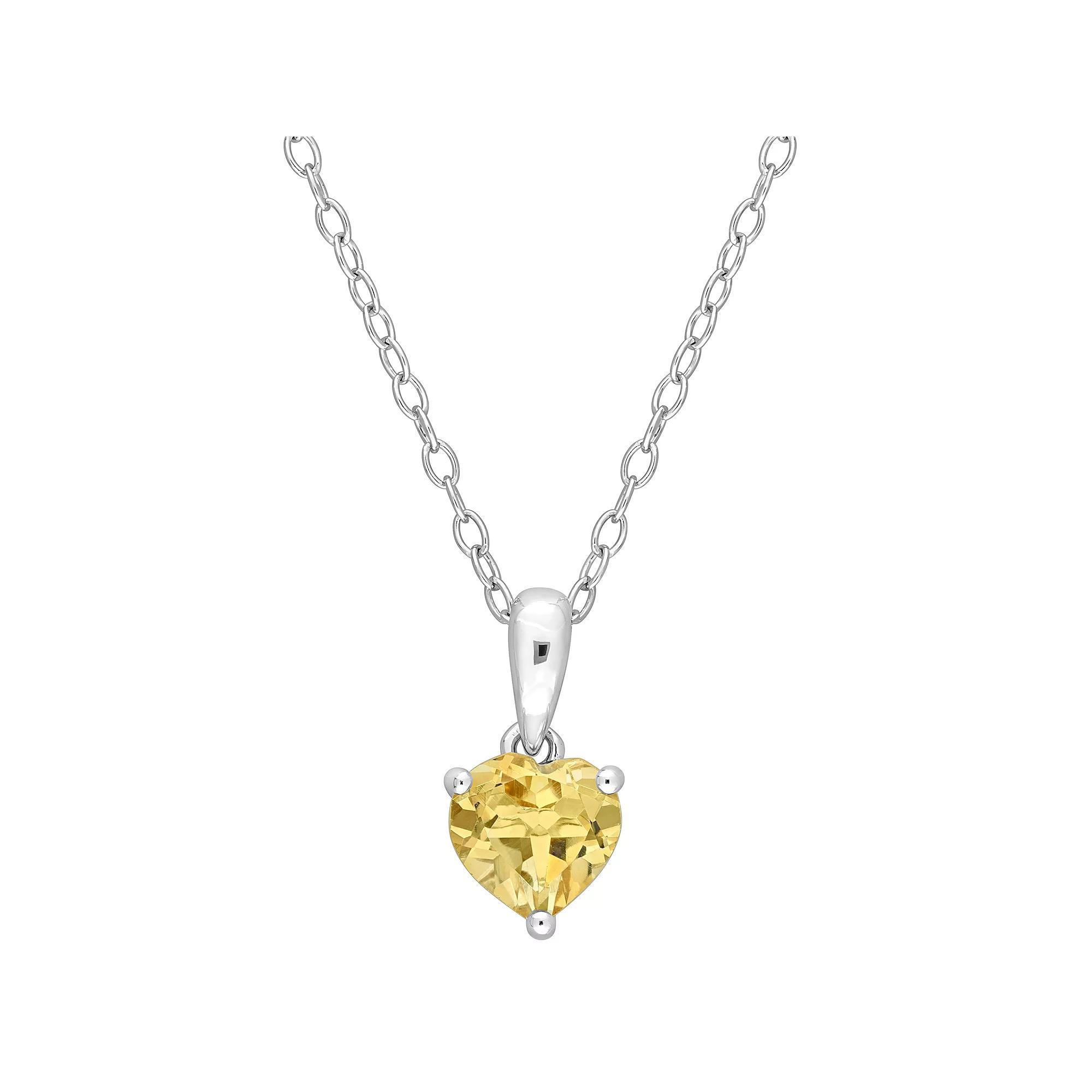 Stella Grace Sterling Silver & Gemstone Heart Stud Pendant Necklace, Womens Red Product Image