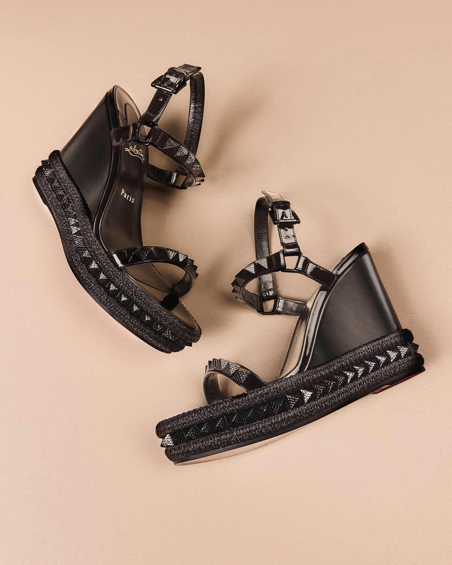 Pyraclou Metallic Spike Red Sole Wedge Sandals Product Image