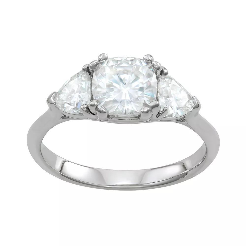 Charles & Colvard 14k White Gold 3 Carat T.W. Lab-Created Moissanite 3-Stone Ring, Women's, Size: 8, 14k Whgold Product Image