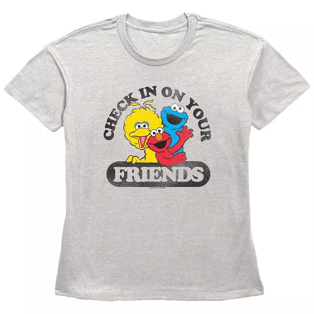 Women's PBS Kids Sesame Street Check In On Your Friends Graphic Tee, Size: Small, Oatmeal Product Image