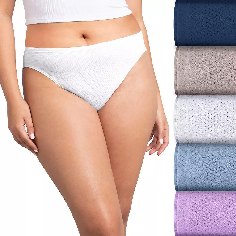 Women's Fruit of the Loom® Signature 5-pack Breathable Micro-Mesh High-Cut Panty 5DBMHCK, Size: 6, Purple Petal Asst Product Image