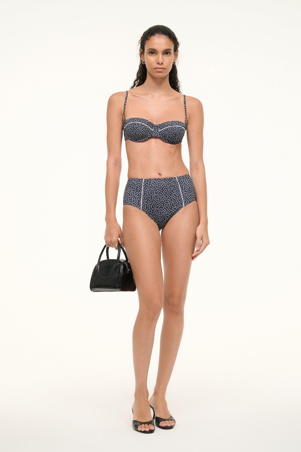 JO BALCONETTE BIKINI TOP | BLACK WOODBLOCK DITSY FLORAL Product Image