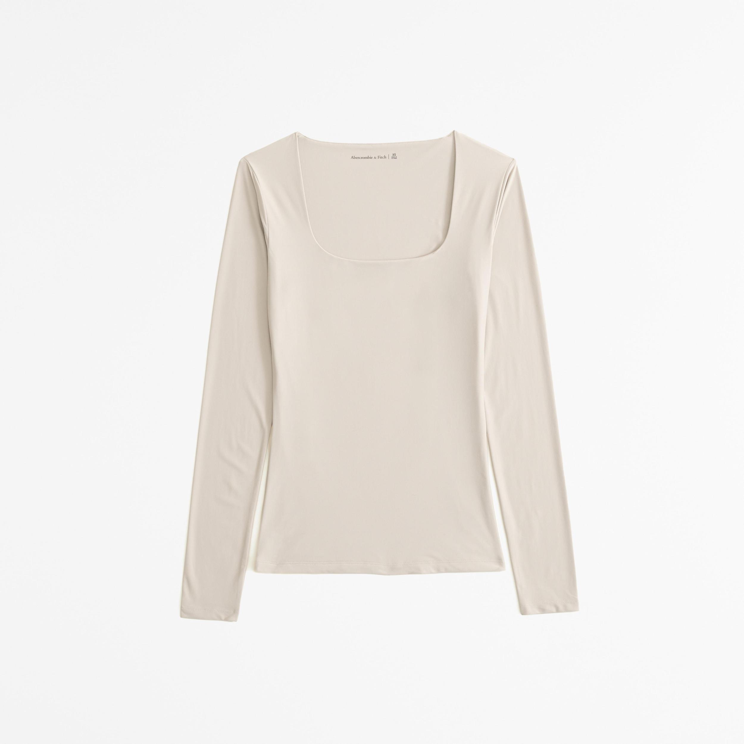 Soft Matte Seamless Long-Sleeve Tuckable Squareneck Top Product Image