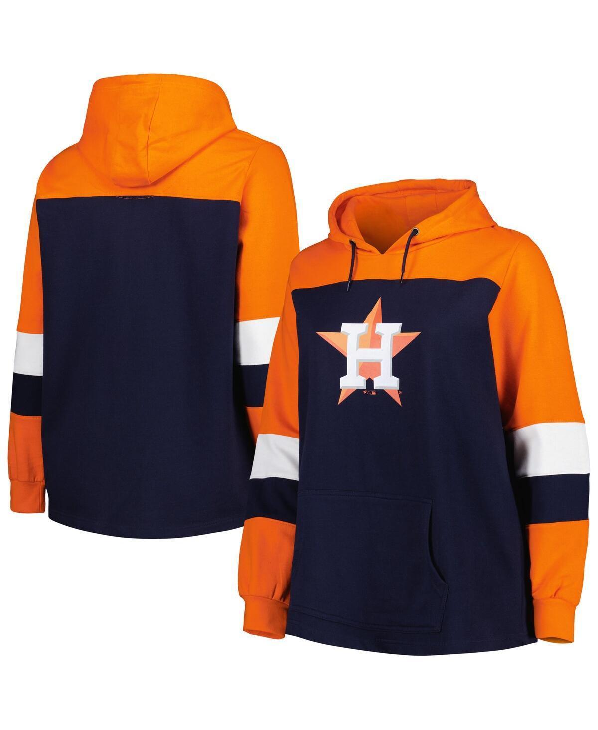 Women's Navy Houston Astros Plus Size Colorblock Pullover Hoodie, Size: 2XL, Blue Product Image