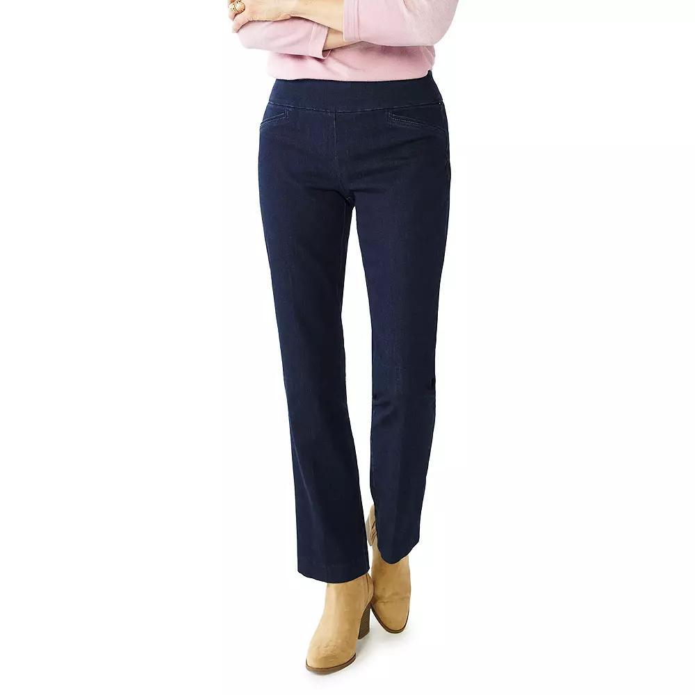 Petite Croft & Barrow Effortless Stretch Pull-On Bootcut Pants, Womens Rinse Blue Product Image