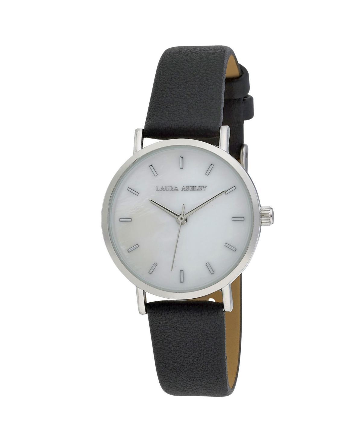 Laura Ashley Womens Slim Clean Black Polyurethane Strap Watch 34mm Product Image