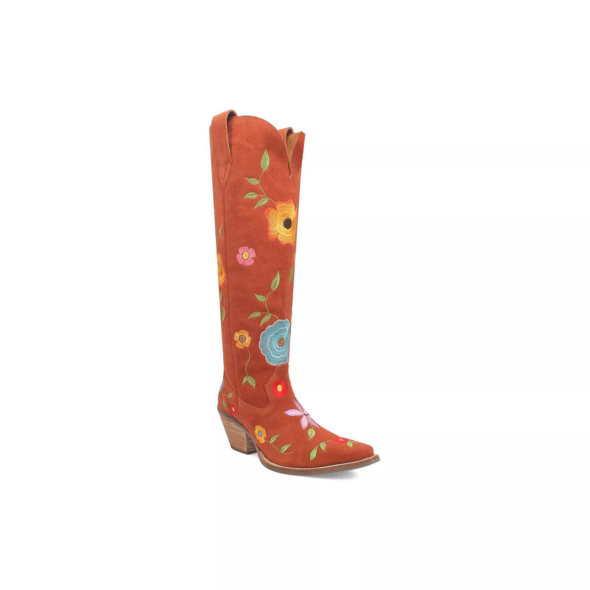 Dingo Flower Power Women's Suede Boots, Size: 6.5, Red Product Image
