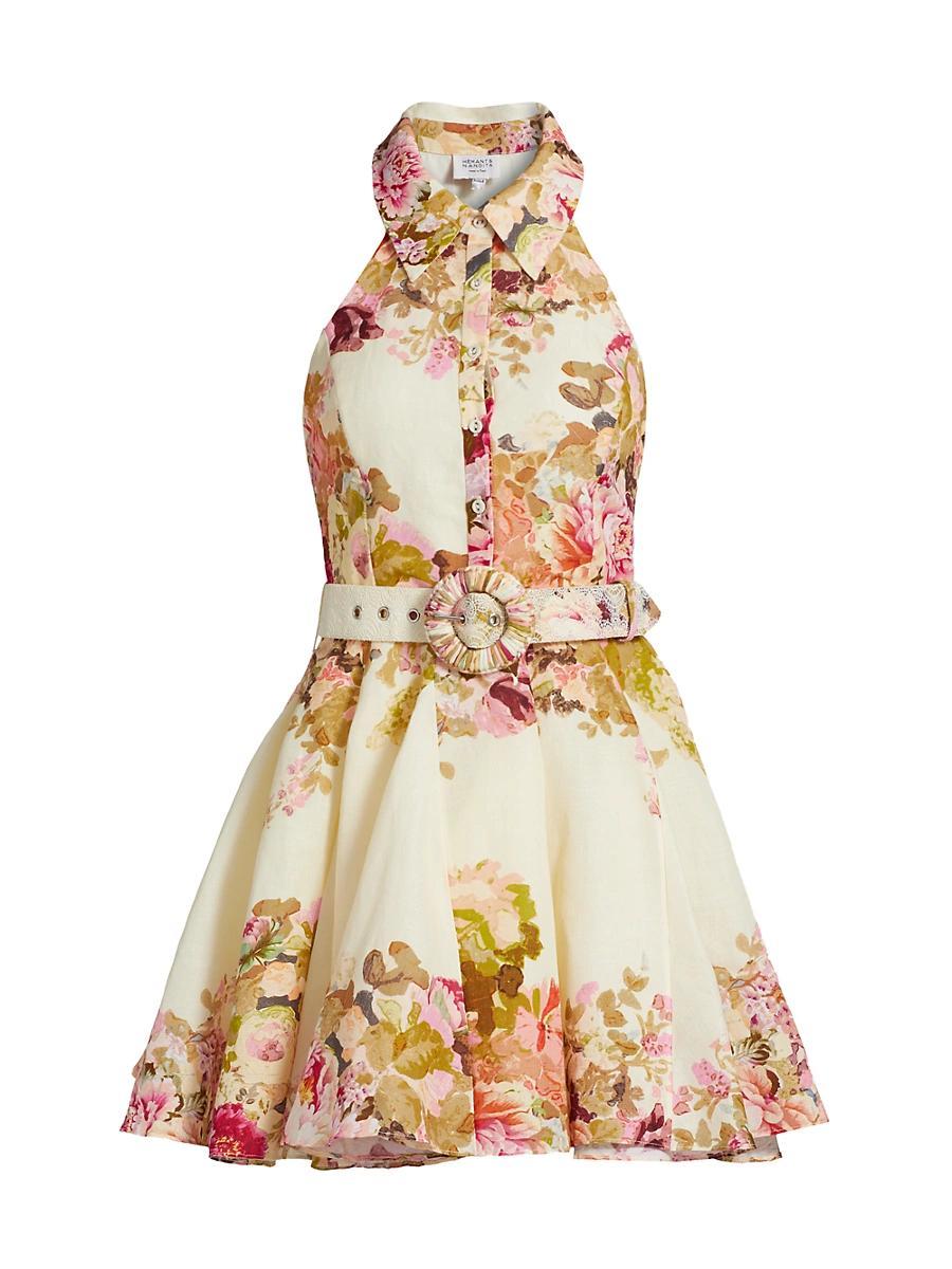Womens Sama Floral Belted Halter Mini Shirtdress Product Image