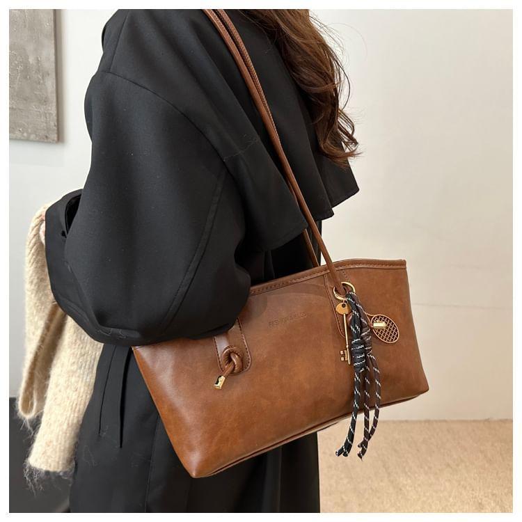 Faux Leather Tote Bag / Bag Charm / Set Product Image
