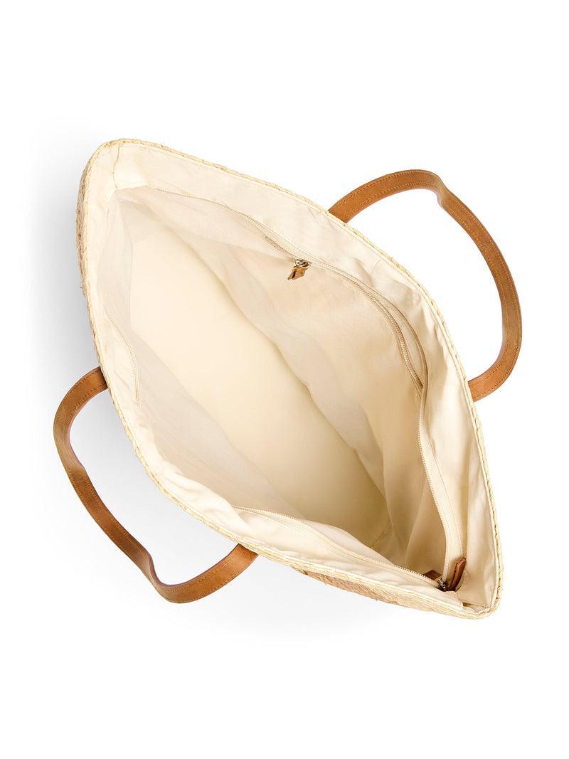Raffia Colorblock Tote - Natural Product Image