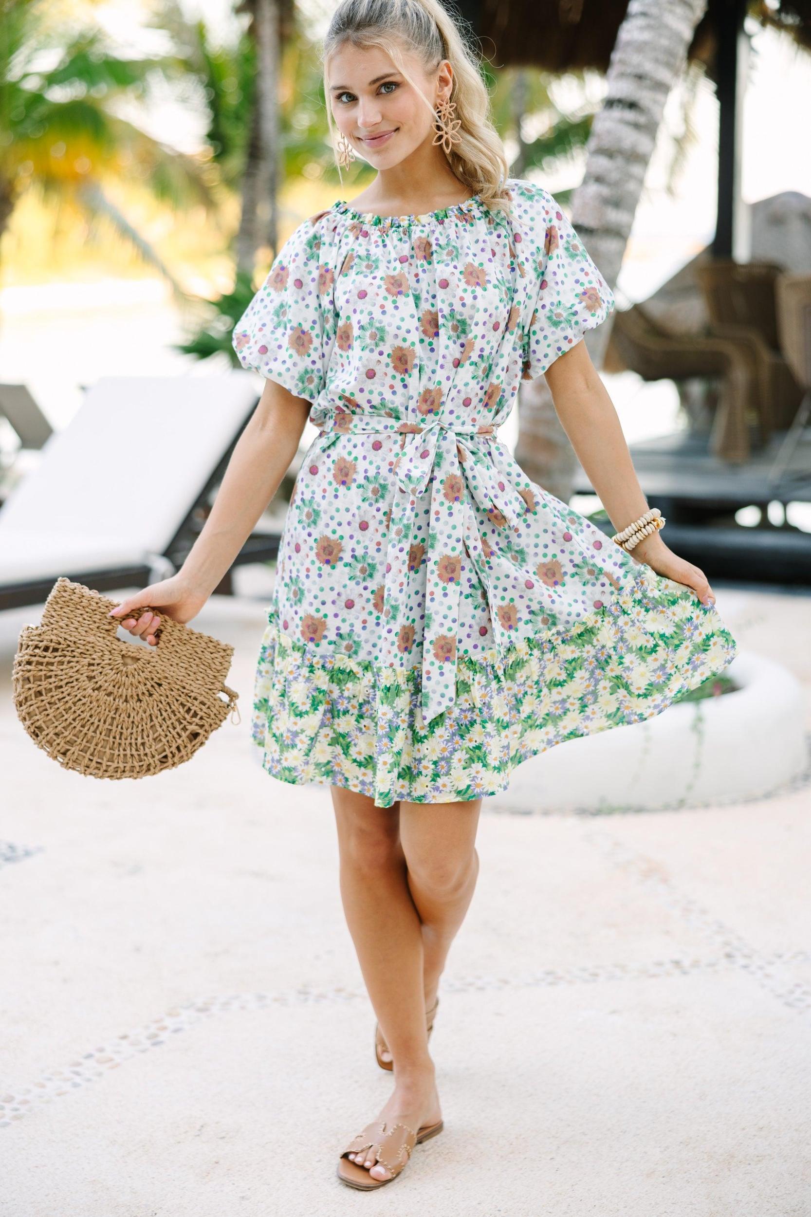 Let It Be White Floral Dress Female Product Image