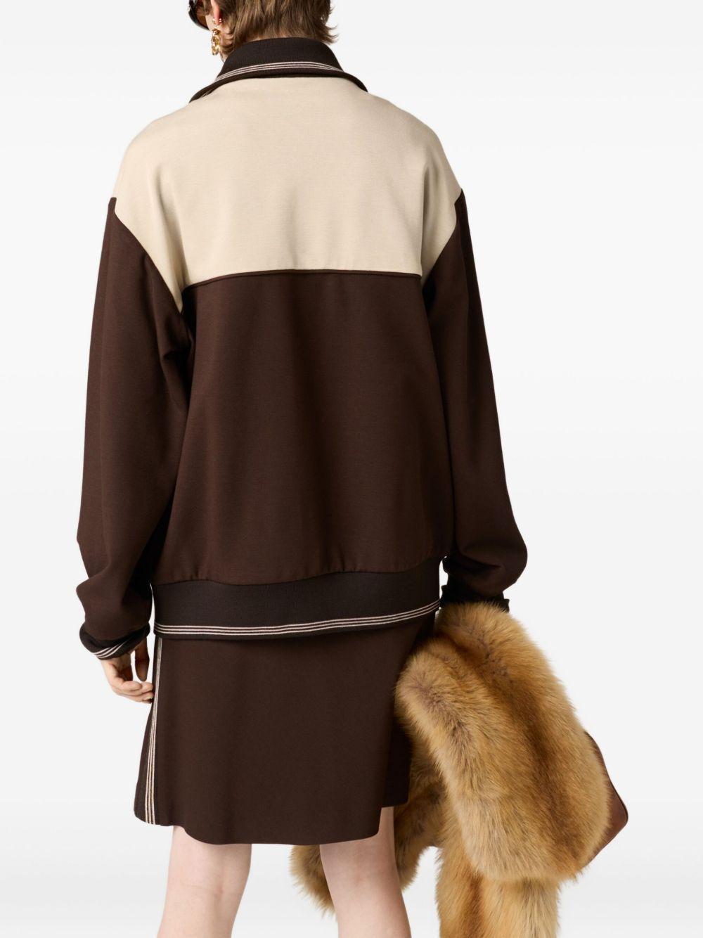 knitted-cuffs zip-front sweatshirt Product Image