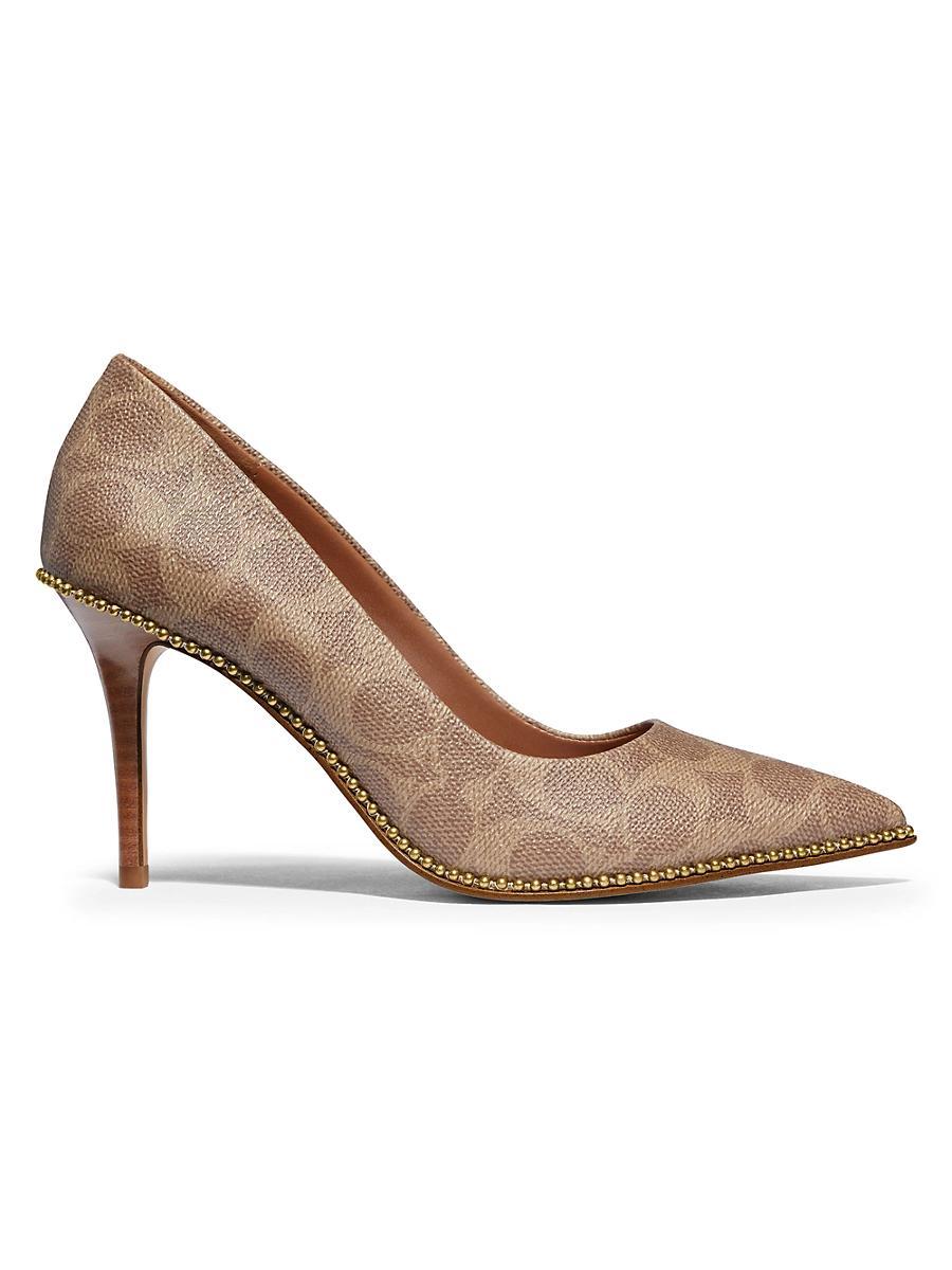 Womens Waverly Bead-Trim Signature Coated Canvas Pumps Product Image