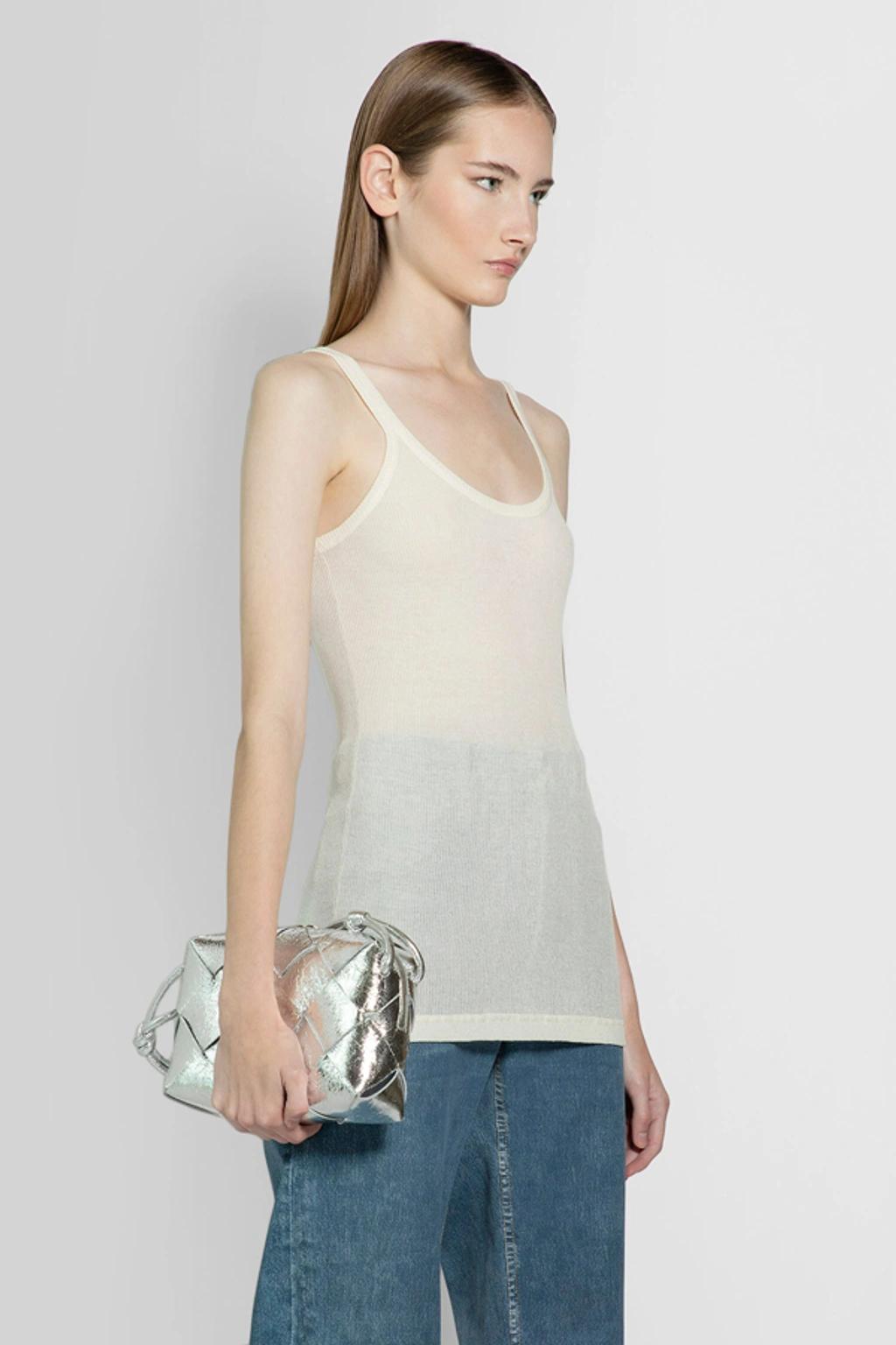 BOTTEGA VENETA Women's Ribbed Scoopneck Tank In Chalk Product Image