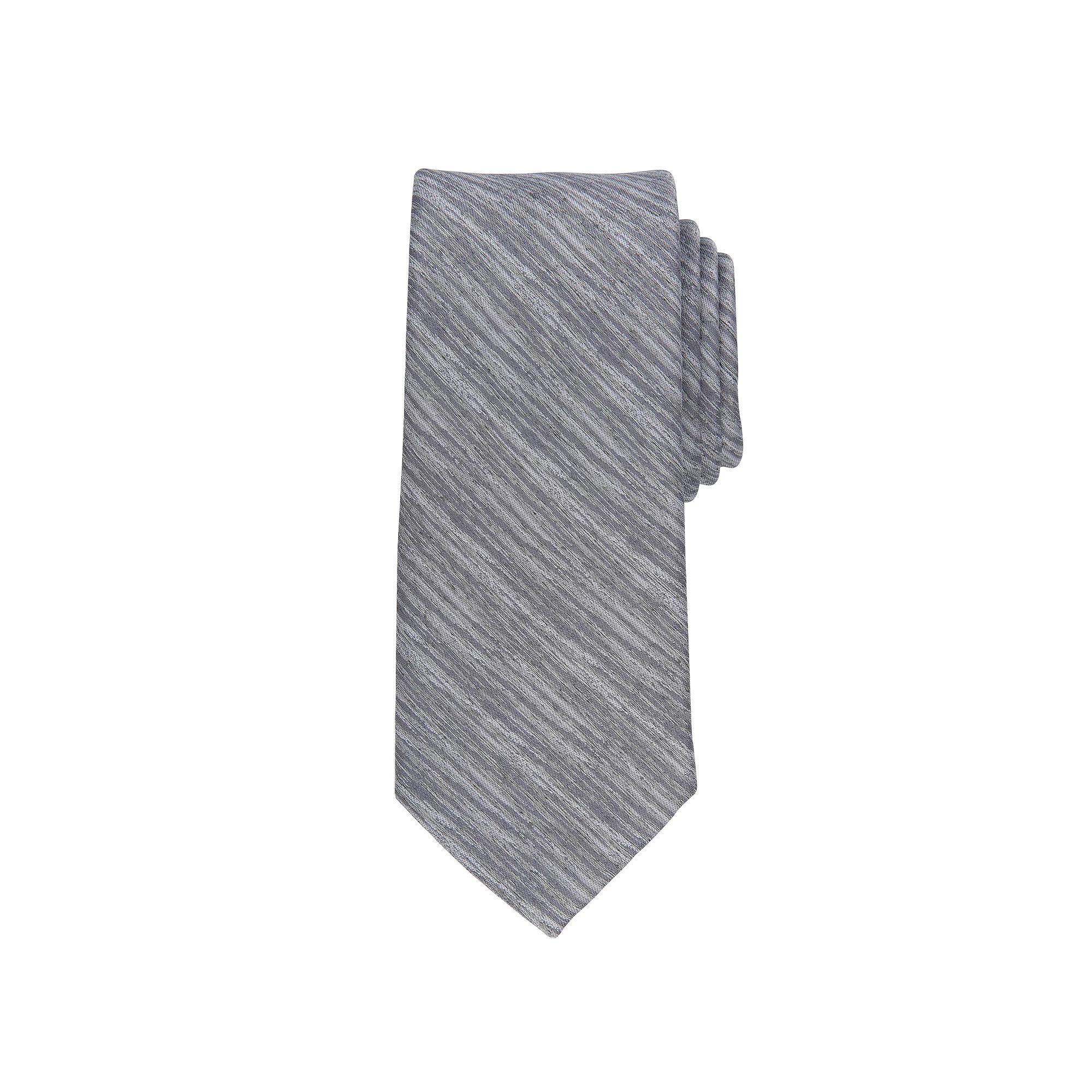 Men's Bespoke Millard Abstract Skinny Tie, Silver Millard Product Image