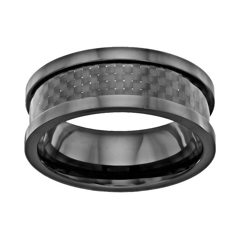 Men's Black Ceramic & Carbon Fiber Band, Size: 12 Product Image