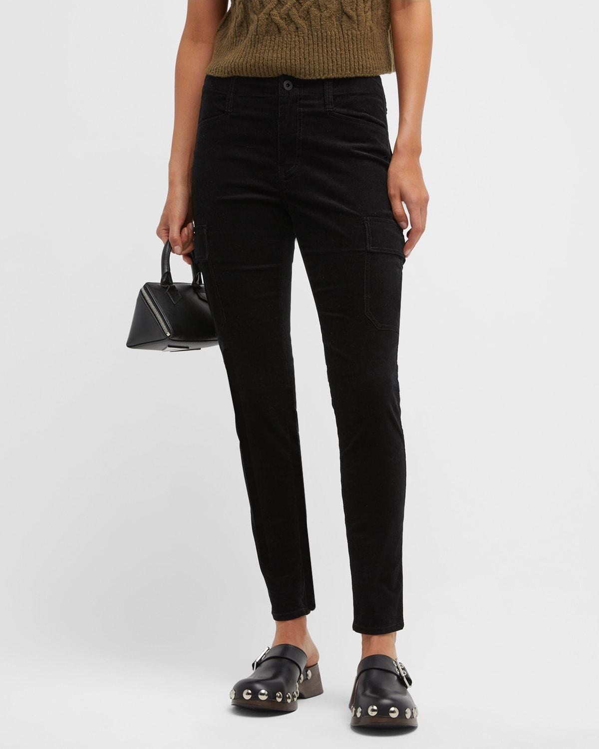 Stretch-Suede Split Hem Crop Pants Product Image