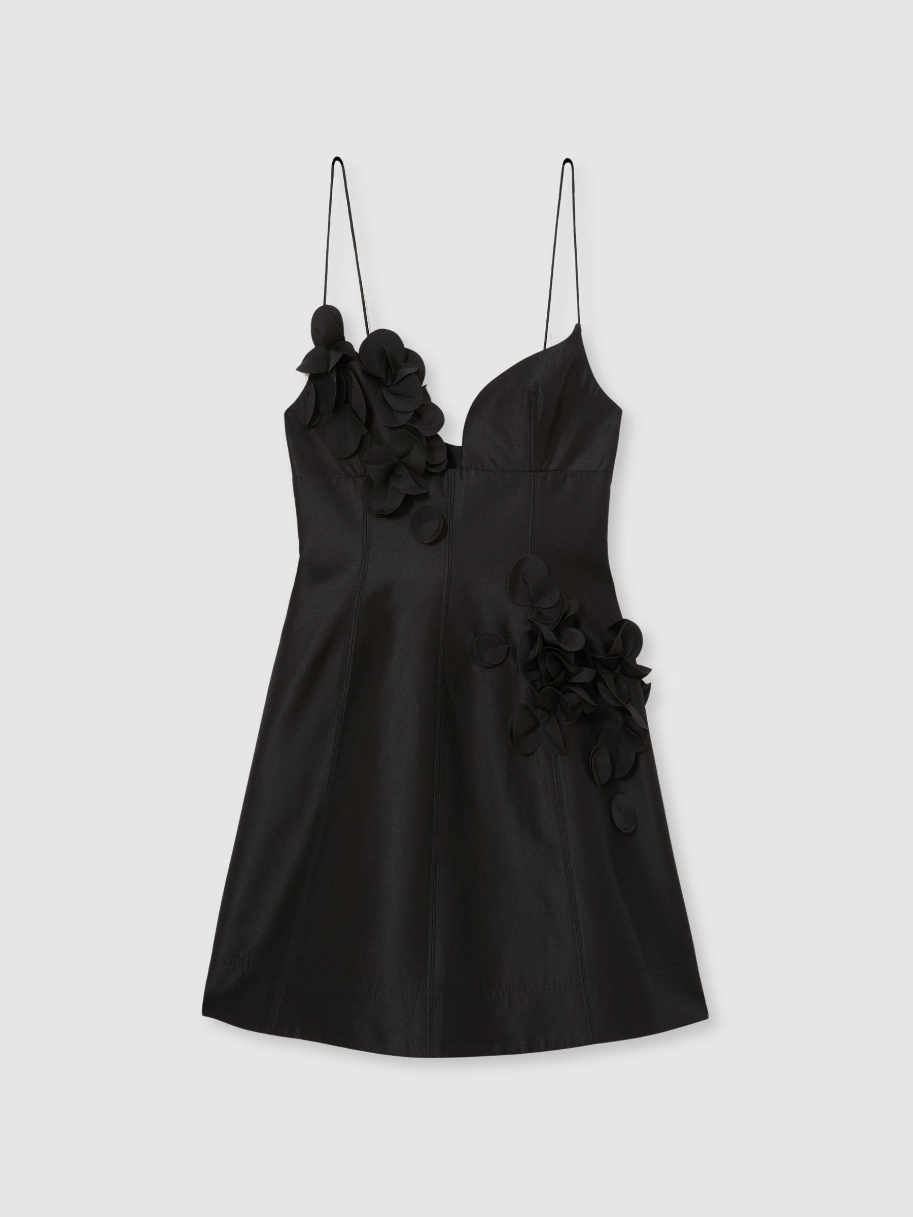 Acler Petal Detail Fitted Mini Black Dress in Black Product Image