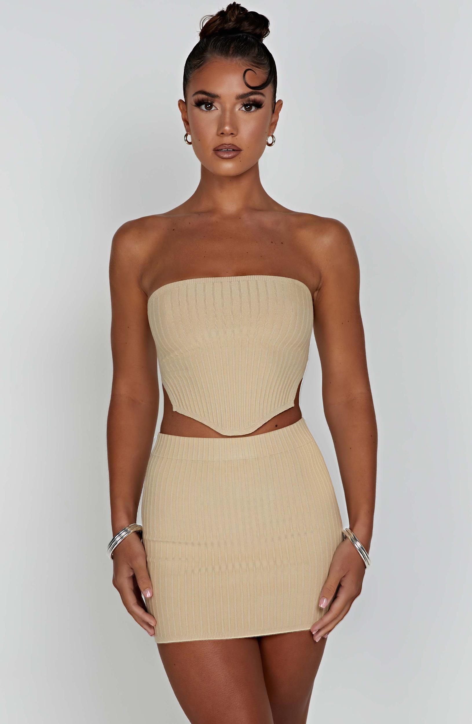 Jaz Mini Skirt - Beige Product Image