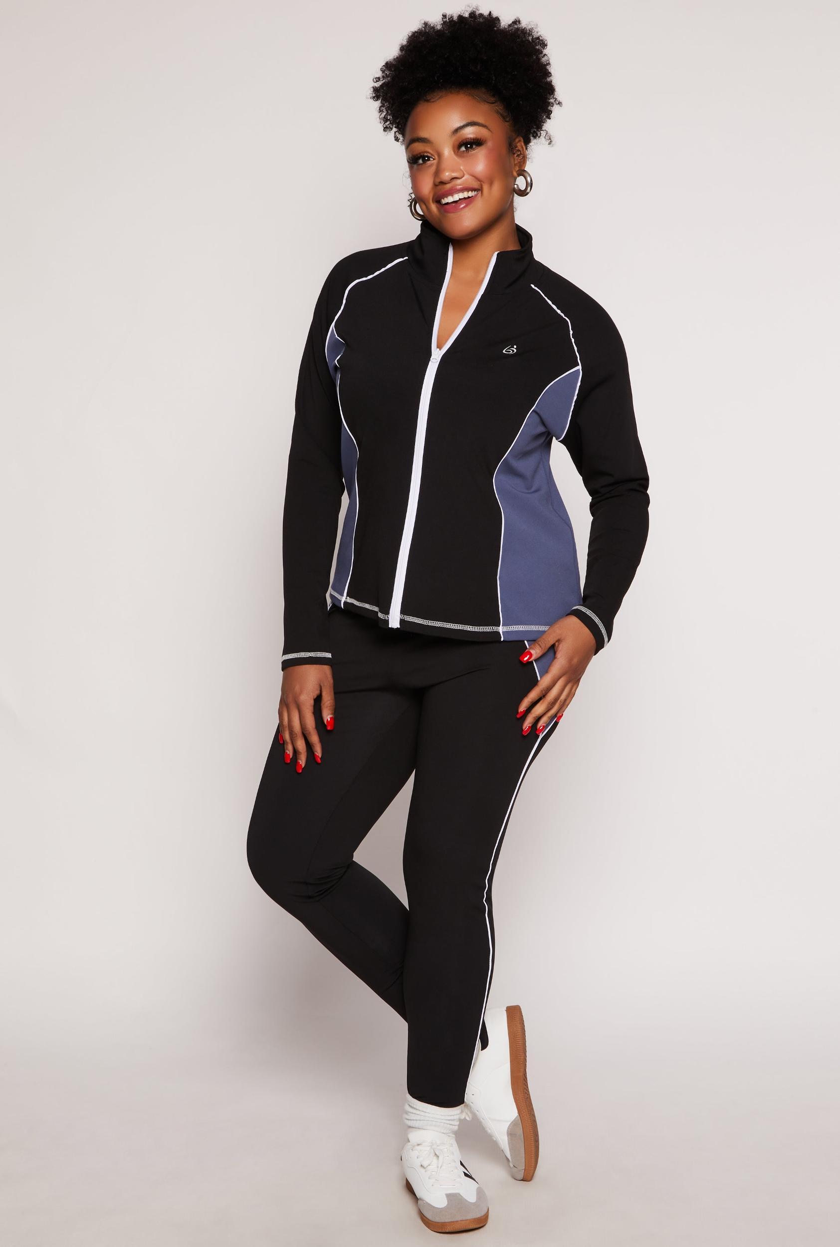 Womens Plus Size Color Block Contrast Trim Active Leggings Product Image