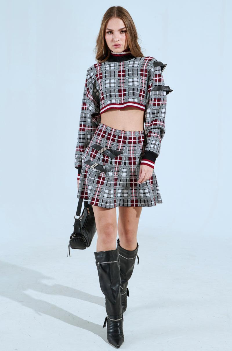 ALL EYES ON ME MOCK NECK BUCKLE SLEEVE DETAIL SWEATER Product Image