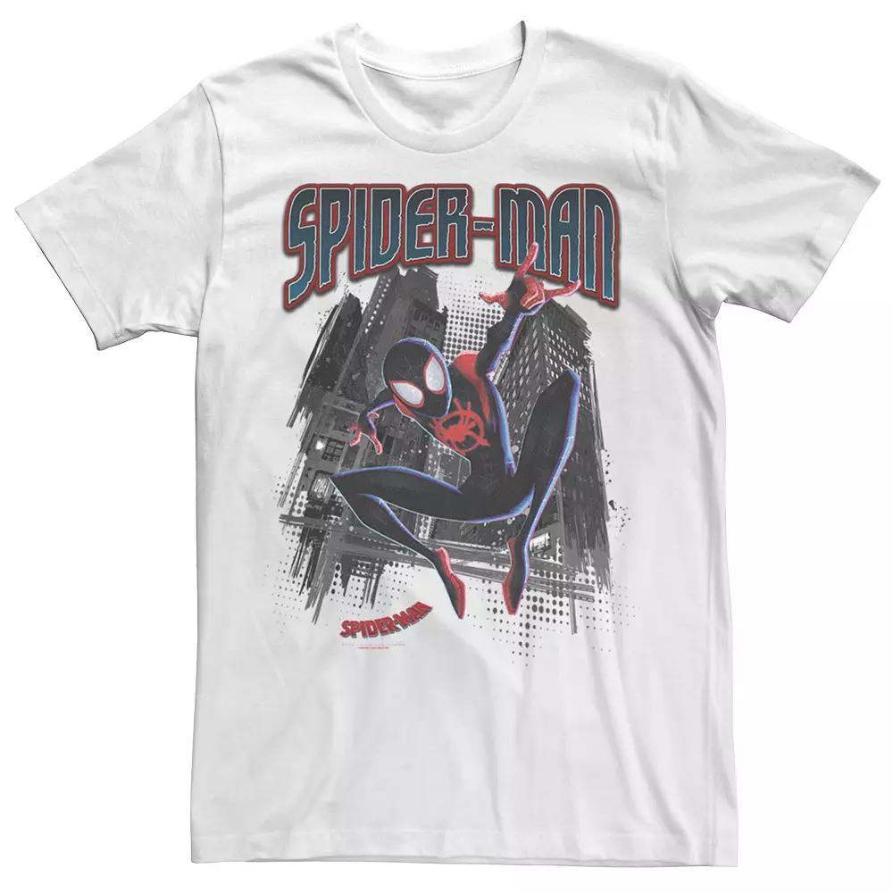 Men's Marvel Into The Spider-Verse Neon Skyline Tee, Size: Small, White Product Image