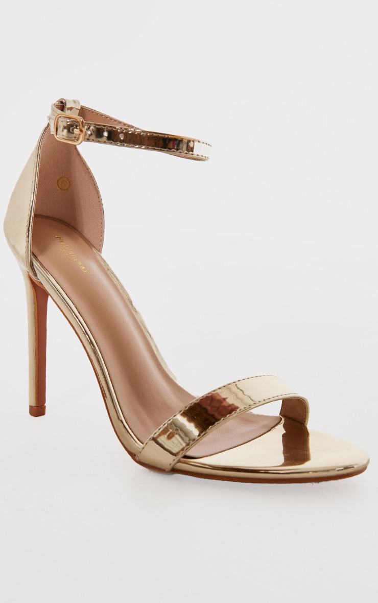 Gold PU  Point Toe Thin Stiletto Heeled Sandals Product Image
